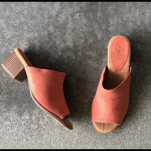 NWT Coral Suede Slide in Heeled Mule